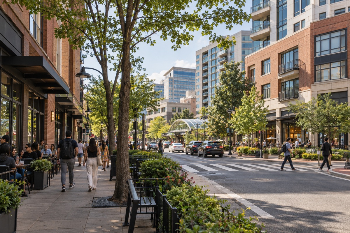 Illustrative street scene in Silver Spring, Montgomery County, Maryland